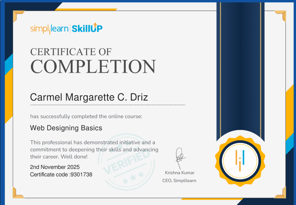 Web Designing Basics Certificate
